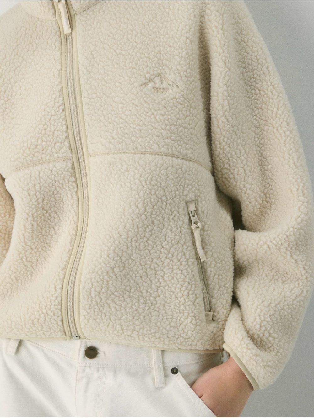 Aritzia TNA Polartec Thermal Pro Fleece Zip-Up Mullein L - Picture 6 of 14